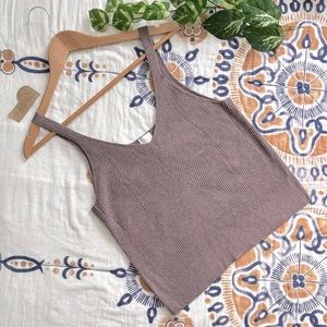 A New Day | Women’s Ribbed Knit Tank in Mauve Brown XL